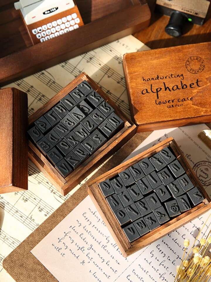 Vintage Wooden Rubber Stamp Set