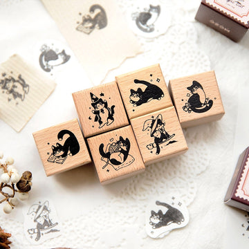 Cat Series Cute Animal Wooden Ruber Stamp