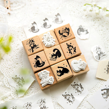 Cat Series Cute Animal Wooden Ruber Stamp