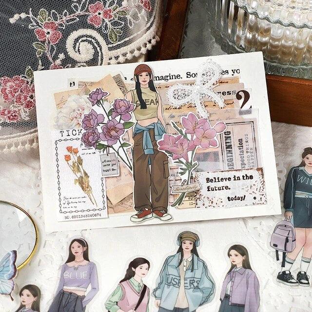 Vintage Girl Outfit People Stickers