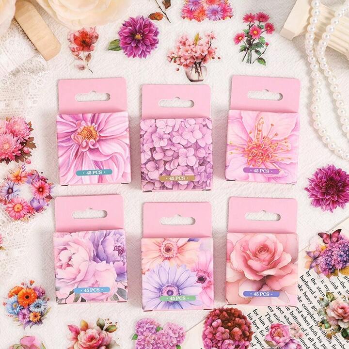 Pink flowering season Series Sticker box