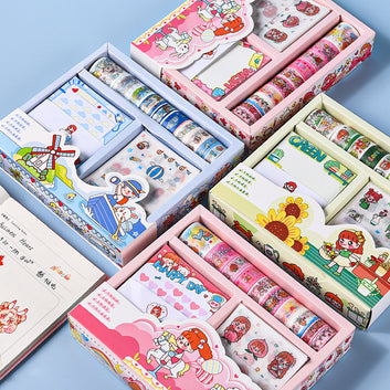 Kawaii Washi Masking Tape Sticker Memo Pad Set