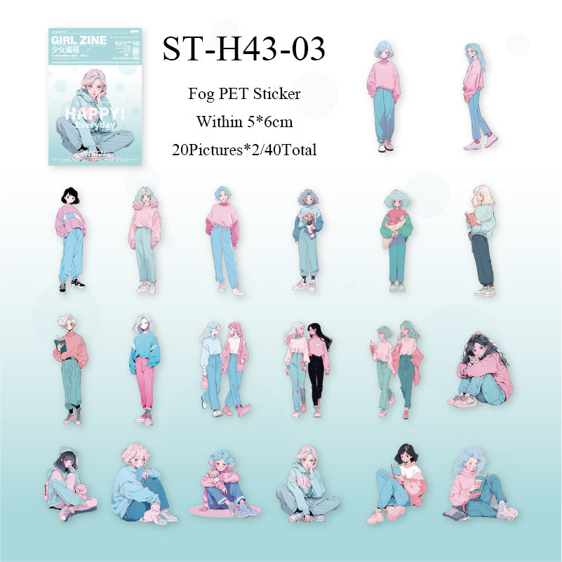 Girls' pictorial series PET sticker - Journal Carnival