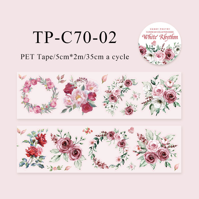 Flower day collection series pre-cut pet tape - Journal Carnival