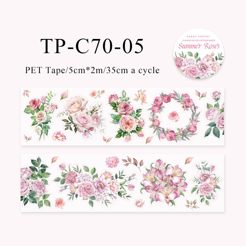 Flower day collection series pre-cut pet tape - Journal Carnival