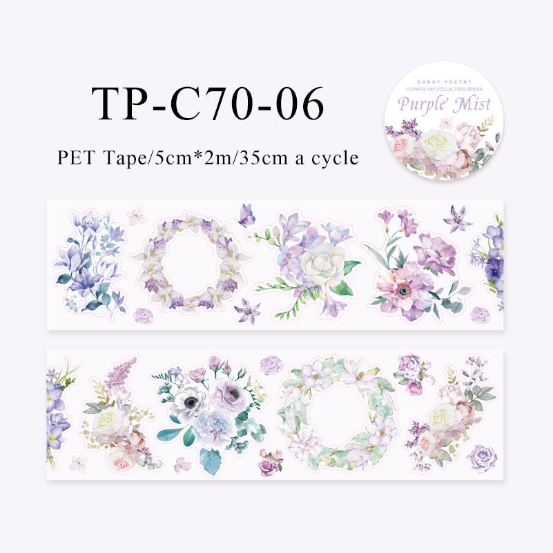 Flower day collection series pre-cut pet tape - Journal Carnival