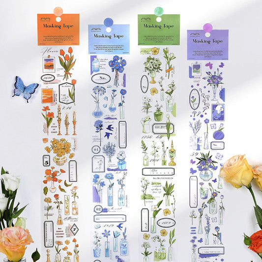 Flower and Vase PET Sticker Tape