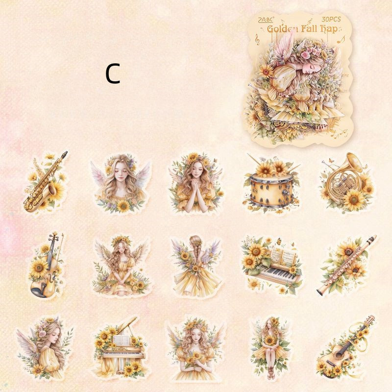 Melody of Strings Floral Maiden Stickers - Journal Carnival