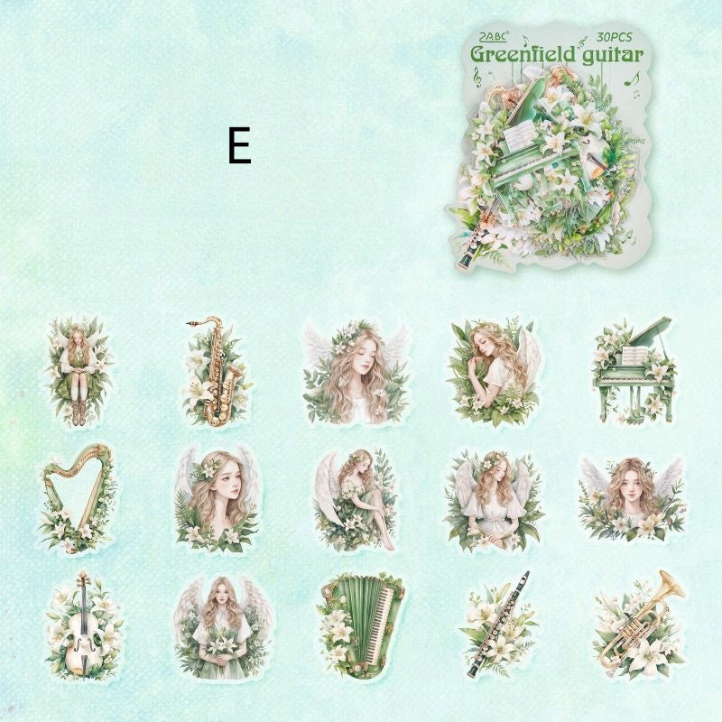 Melody of Strings Floral Maiden Stickers - Journal Carnival