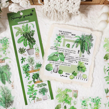 Green Plant Series Retro Journal Stickers