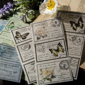 10pcs/lot Memo Pads Material Paper Vintage butterfly phalarope
