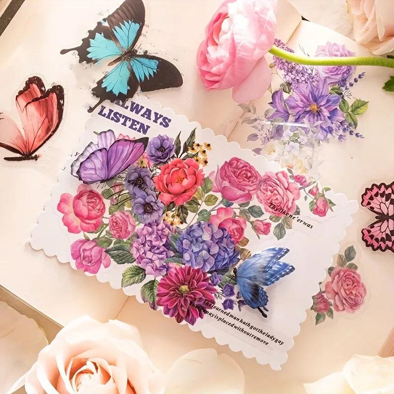 Butterfly loves Flower Series Pet Sticker - Journal Carnival