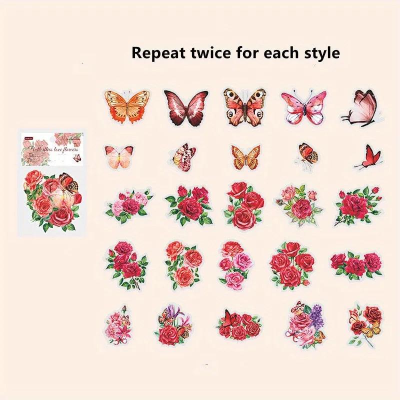 Butterfly loves Flower Series Pet Sticker - Journal Carnival