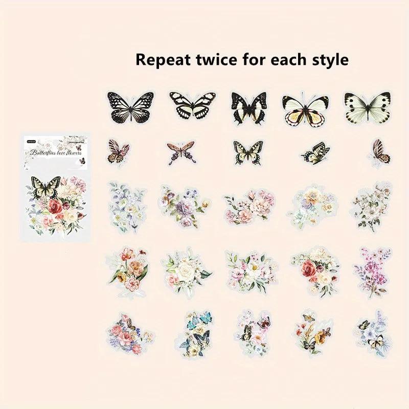 Butterfly loves Flower Series Pet Sticker - Journal Carnival