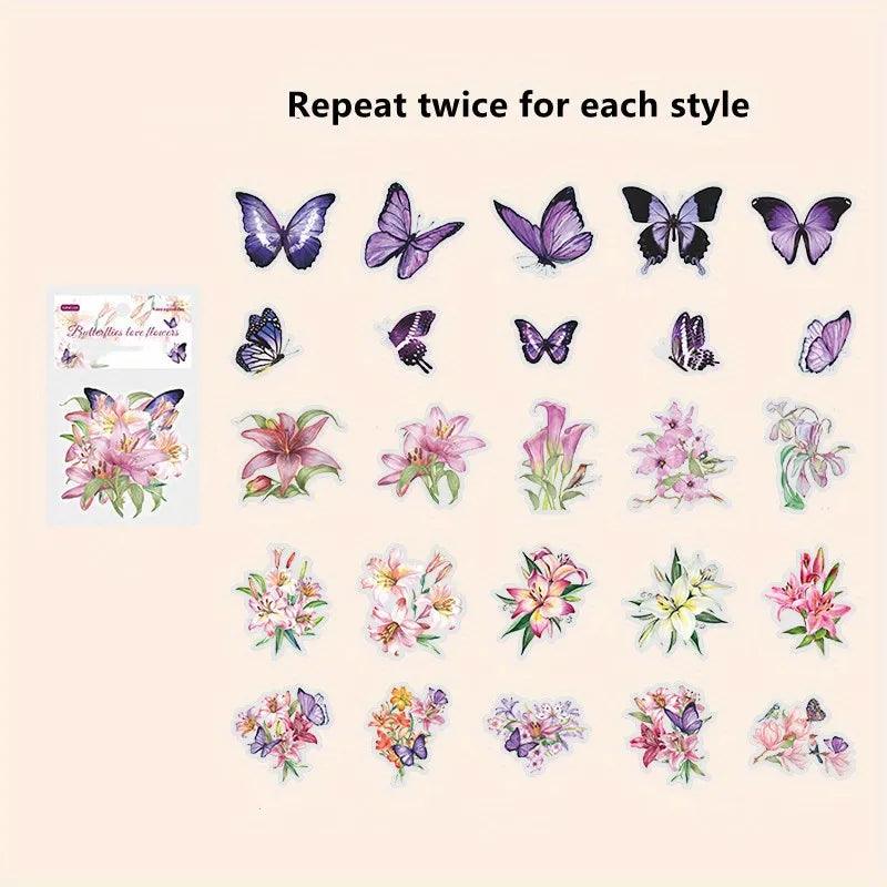 Butterfly loves Flower Series Pet Sticker - Journal Carnival