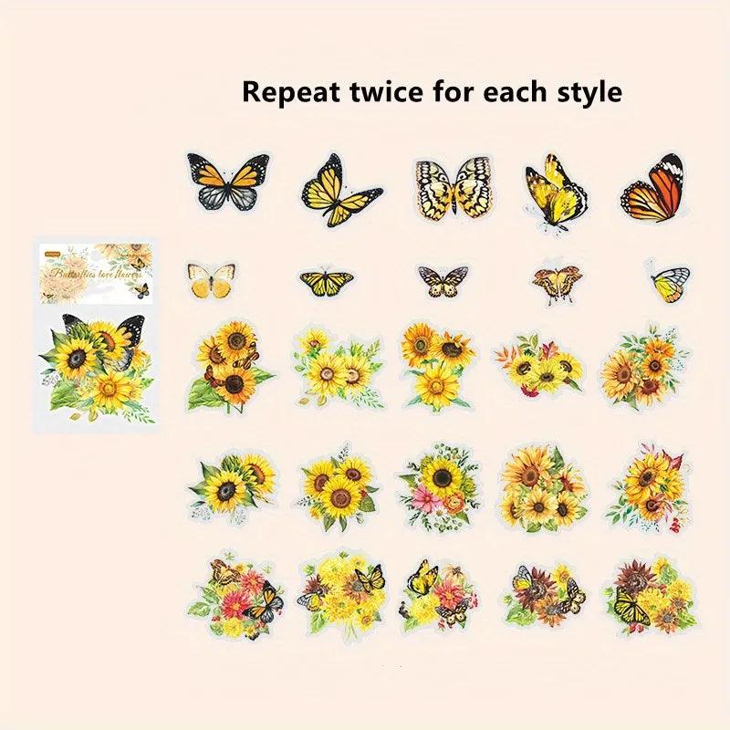 Butterfly loves Flower Series Pet Sticker - Journal Carnival