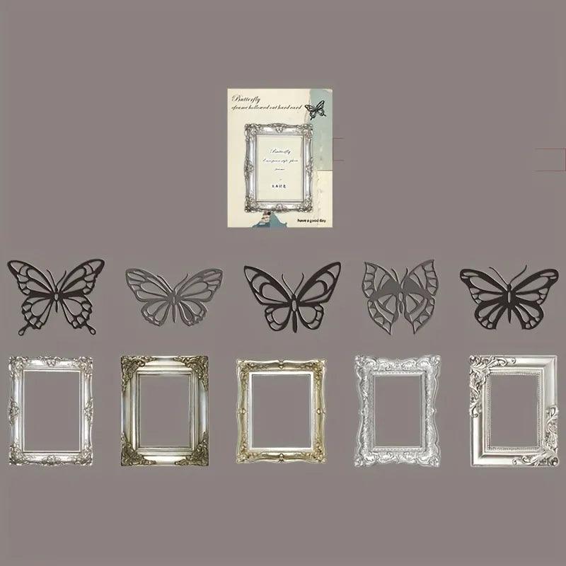 Retro butterfly photo frame papers - Journal Carnival