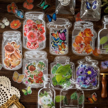 Flower In Bottle Clear Stickers - Journal Carnival