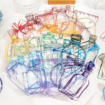 Vintage Colorful Transparent Jar Material Stickers