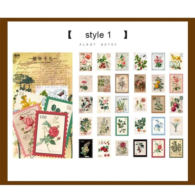 Sticker - Time Collection Vintage Plant Stamp Washi Sticker Book