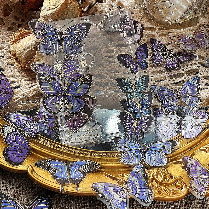 Vintage Gilding Pet Butterfly Stickers - Journal Carnival