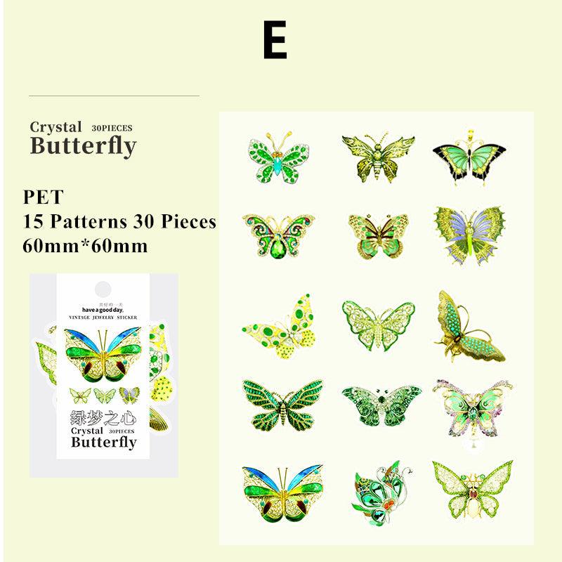 Crystal Butterfly Series Stickers - Journal Carnival