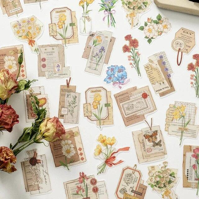 Vintage flower washi stickers - Journal Carnival