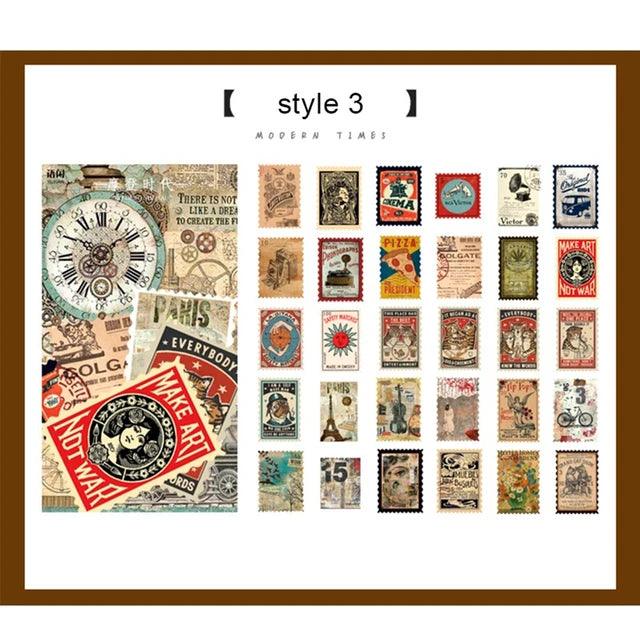 Vintage Time Series Stamp Stickers - Journal Carnival