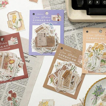 Vintage flower washi stickers - Journal Carnival