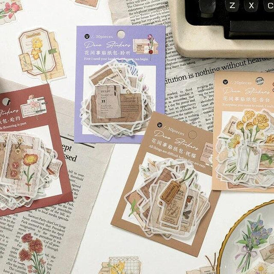 Vintage flower washi stickers