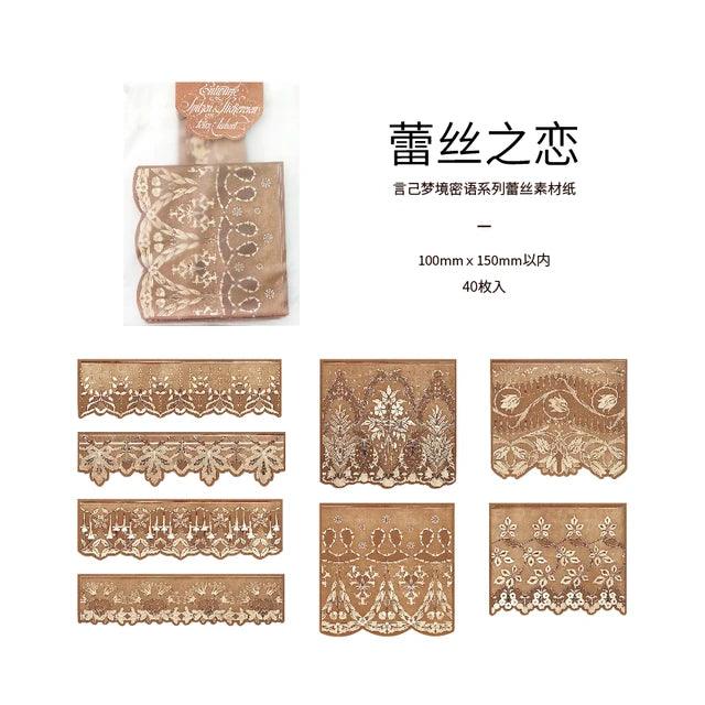 Lace pattern coffee stained papers - Journal Carnival