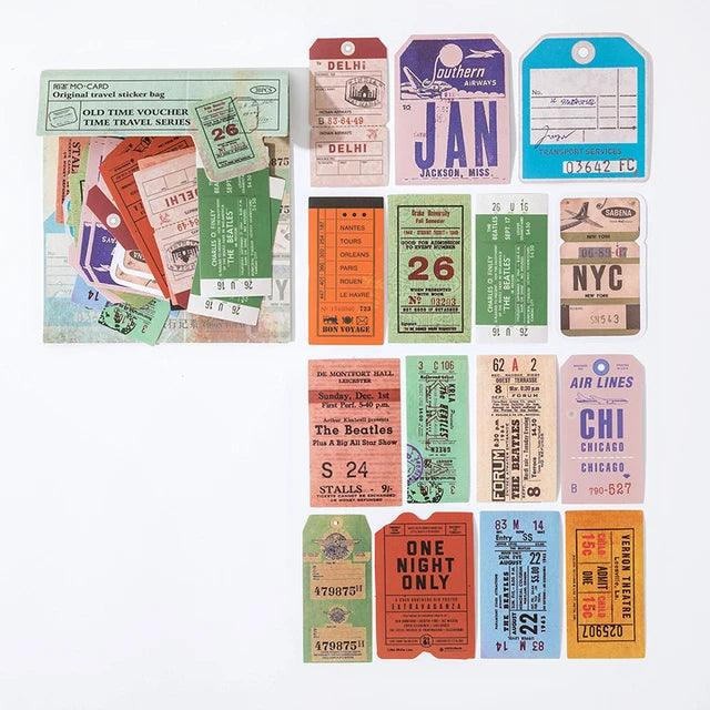 Vintage Time Travel Stamp Stickers - Journal Carnival