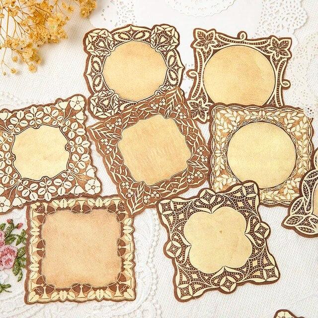 Lace pattern coffee stained papers - Journal Carnival