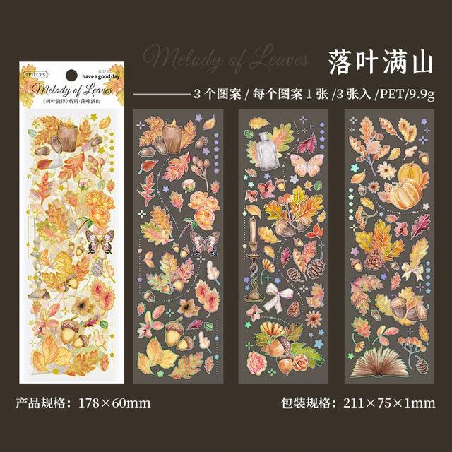 Dark Slate Gray leaf melody series Gold foil stickers