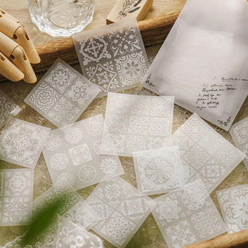 Lace Style White Ink Frame Stickers