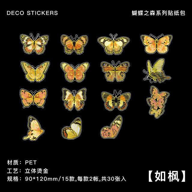 Vintage Gilding Pet Butterfly Stickers - Journal Carnival