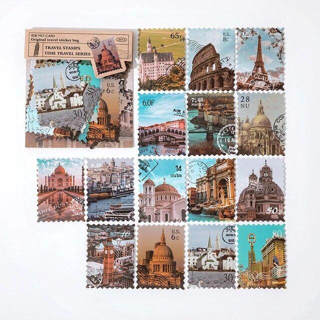 Vintage Time Travel Stamp Stickers - Journal Carnival