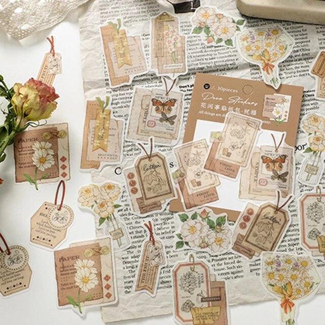 Vintage flower washi stickers - Journal Carnival