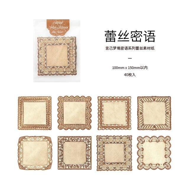 Lace pattern coffee stained papers - Journal Carnival