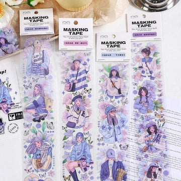 Purple theme Flower Girl Masking Tape - Journal Carnival