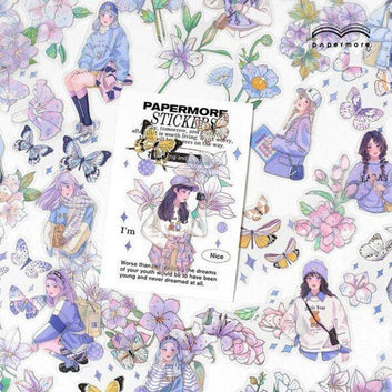 Purple Kawaii Silver Foil Sticker Pack