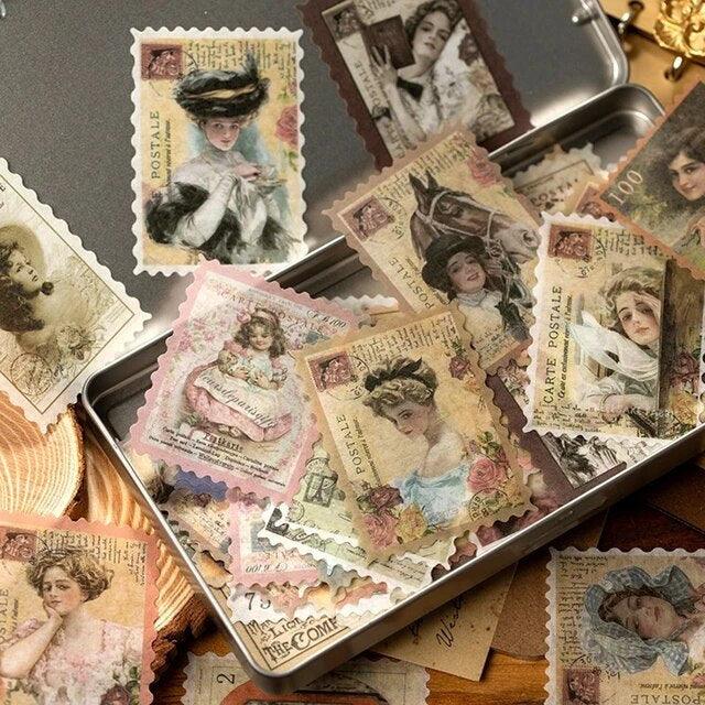 Vintage Time Series Stamp Stickers - Journal Carnival