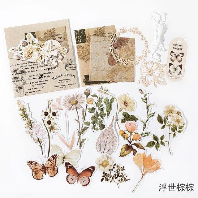 Vintage flower in wood series Die-Cut pack