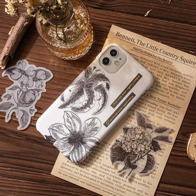 Silver Bronzed Flower Stickers - Journal Carnival