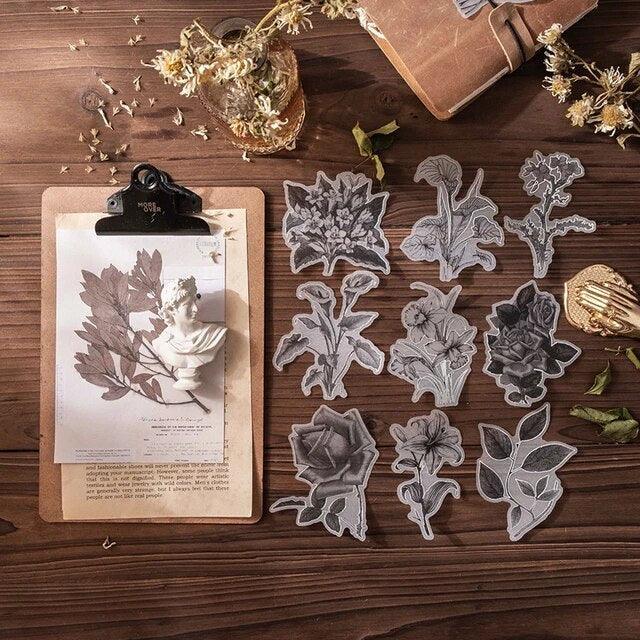 Silver Bronzed Flower Stickers - Journal Carnival