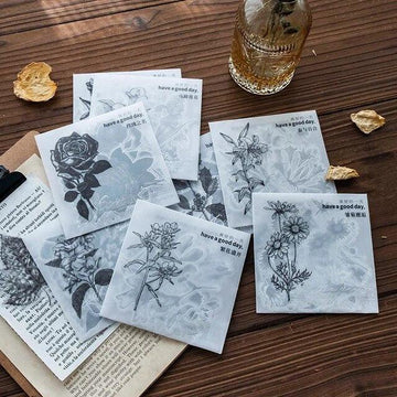 Silver Bronzed Flower Stickers - Journal Carnival